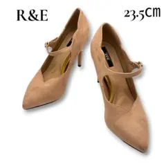 【美品】R&E パンプス ハイヒール ストラップ ビジュー スエード 23.5㎝