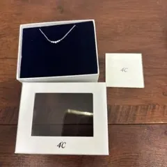 ★美品・箱付★ 4℃ シルバー ネックレス エターナルシルバー 5石 ライン！