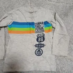 長袖カットソー ロンT　グレー ストライプ 100cm