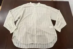 GLOBAL WORK シアー　チェック　ブラウス　ライトグリーン　Ｌ　長袖