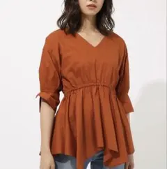 AZUL BY MOUSSY WAIST SHAPE HEM ブラウス　オレンジ