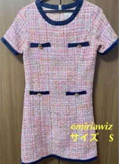 【はやもんがち】Emiriawiz ツイード 半袖ミニワンピース Sのサムネイル