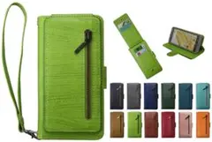 Iphone14promax 手帳型スマホケース グリーン PUレザーY8