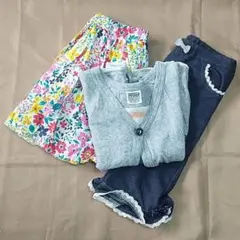女児110cm カットソー、ズボン、スカート　３点セット