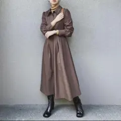 【NATURAL BEAUTY BASIC】ウエスト切替シャツワンピース