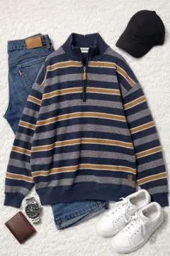 極美品☆U.P renomaハーフジップニットLL紺