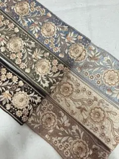 63）各50cm ６本セット　ファブリック地　インド刺繍リボン