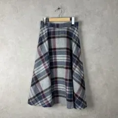 70s 80s USA古着 チェック柄 ウールフレアスカート vintage