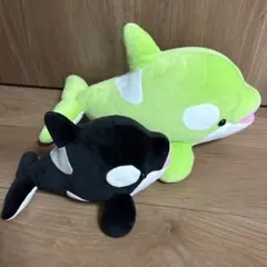 神戸須磨シーワールド　シャチ　黄緑色　黒色　ぬいぐるみ オルカくじ