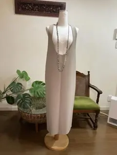 サンドベージュ ジャンパースカート　ワンピース　ロング