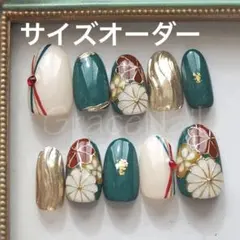 サイズオーダー　和柄ネイルチップ　成人式卒業式袴着物振袖