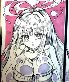 【ブルーアーカイブ】水着ミカ　手描きイラスト 色紙