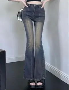 ハイウエスト フレアデニムパンツ ダークウォッシュのサムネイル