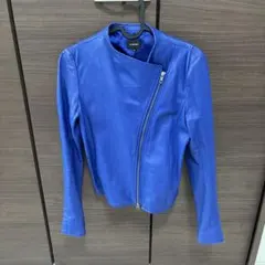 ダイアグラム ライトブルー ライダースジャケット 牛革 レディース S 
