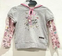 ★メゾピアノ★平成レトロ　重ね着風トレーナー　ベリエちゃん　グレー　100