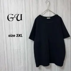 ジーユー コットンスムースクルーネックT 黒 3XL 綿100% Tシャツ