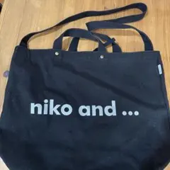nico and… 両面ロゴプリント ショルダートートバック　黒のサムネイル
