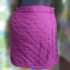 巻きスカート　リバーシブルキルティングフリーススカート パープル　寒さ対策