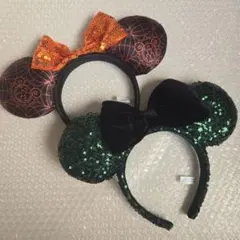 ディズニー　カチューシャ　ハロウィン　緑　オレンジ　2022 2023