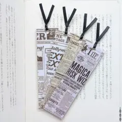 ハンドメイド しおり 4枚セット 英字新聞 B26