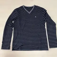 BURBERRY BLACK LABEL Vネックカットソー　ボーダー　ロンT