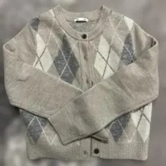 GU アーガイル柄 ニットカーディガン S
