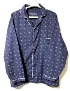 長袖シャツ 総柄 ペイズリー スリーピングシャツ ネイビー 紺 ライトアウター