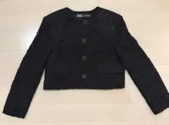 ZARA レース　ノーカラー　ジャケット XS