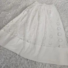 ZARA ザラ　スカート ホワイト S コットン レース ロング 刺繍