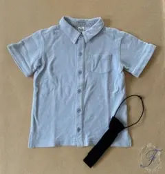 【美品】ライトブルー ポロシャツ ショートスリーブ ネクタイ付き 110㎝