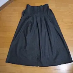 ブラックデニムタックスカート　後ゴム