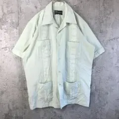B*7様 YY73古着　シャツ　キューバシャツ　半袖　薄緑　90s Y2K