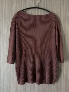 ミラオーウェン Mila Owen 七分袖ボートネックリブニット