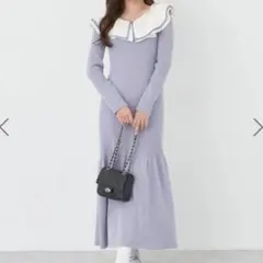 earth music&ecology フレアカラーニットワンピース