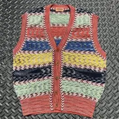 【希少/ヴィンテージ】MISSONI ニットベスト オレンジタグ マルチカラー