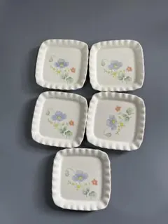 有田焼 花柄銘々皿 5枚セット 小皿 昭和 레트로 保管品 骨董