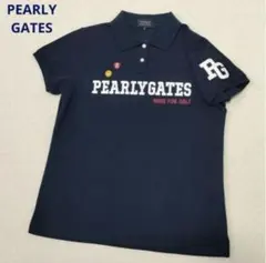 【美品】パーリーゲイツ　ゴルフ　半袖ポロシャツ　鹿の子　ロゴ　ニコちゃん　紺　0