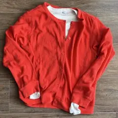 UNIQLO レッド　ワッフルカーディガン