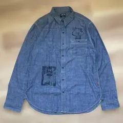 STUSSY デニムシャツ XL ロゴプリント - メルカリ