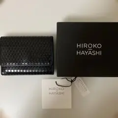 HIROKO HAYASHI ミニ三つ折り財布 やぎ革 ブラック 数回使用のサムネイル