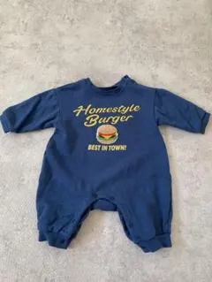 【BREEZE】ブリーズ ハンバーガー サガラ刺繍 ロンパース 80 ブルー