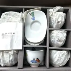 宮内庁御用達　深川製磁　トンボ柄　煎茶椀揃　湯呑み5客セット① 箱ありのサムネイル