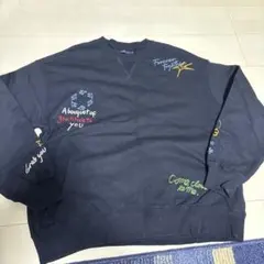 刺繍メッセージ入りネイビー スウェット Lサイズ