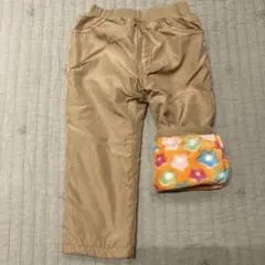 フリース裏地付きベージュロングパンツ