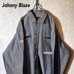 00s ジョニーブレイズ 袖ワッペン ギミック デニムジャケット グレー B系