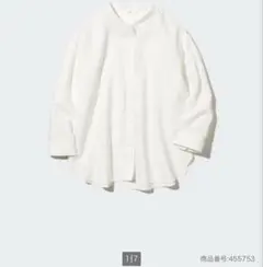 ユニクロ リネンブレンドバンドカラーシャツ（7分袖） 6