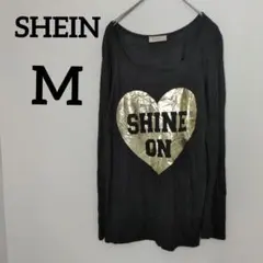 送料込❤SHEIN【M】シーイン ブラック ハートプリント Tシャツ 長袖