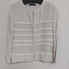 UNITED ARROWS 麻100％ノーカラージャケット ベージュ　サイズ４０のサムネイル