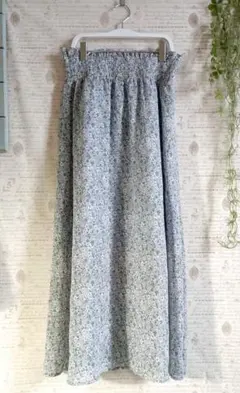 w closet✳新品水色小花柄 ロングスカート ブルー系
