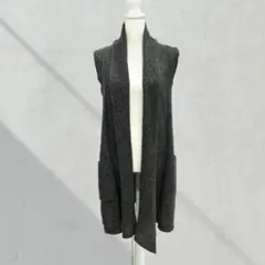 Nice and... ダークグレー ニット ロング ノースリーブカーディガン